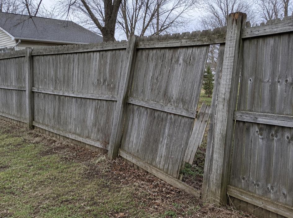 Existing fence before replacement